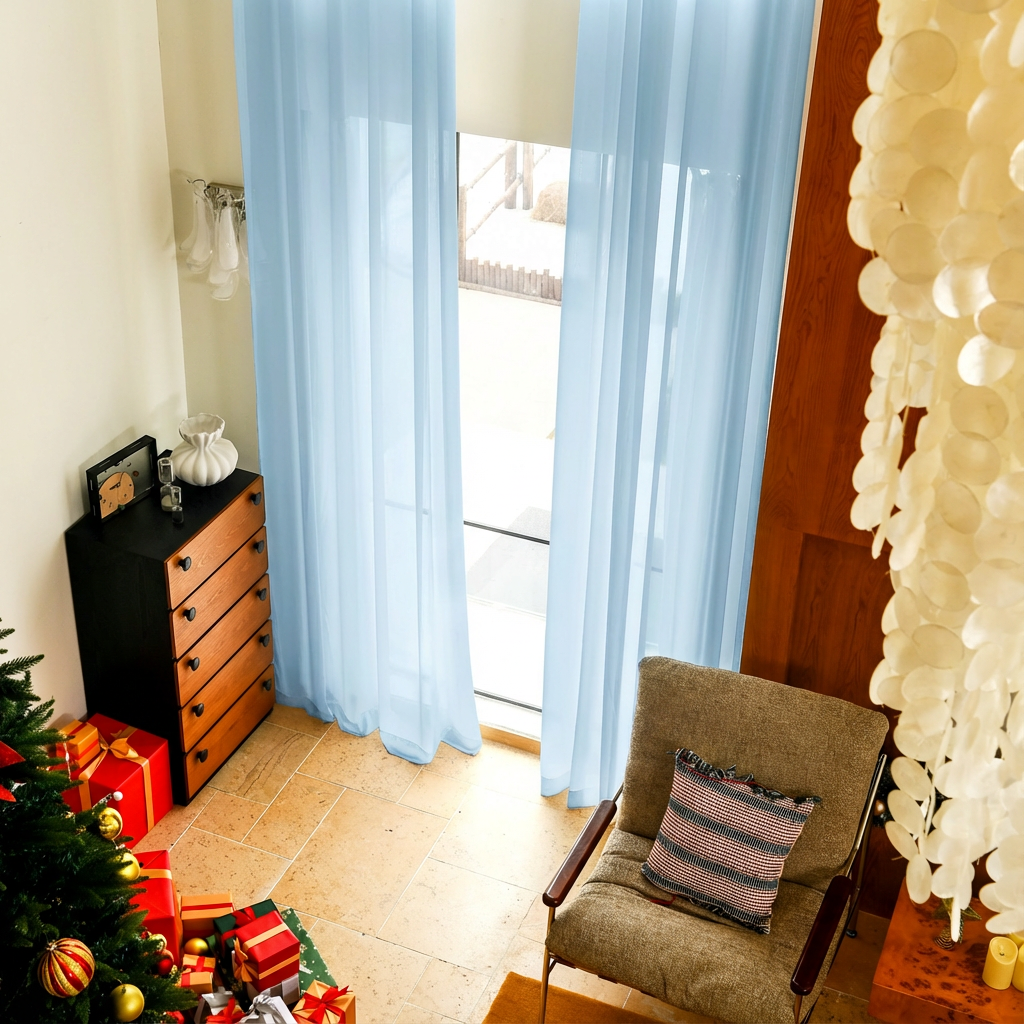 Custom Linen Texture Solid Sheer Curtains-20
