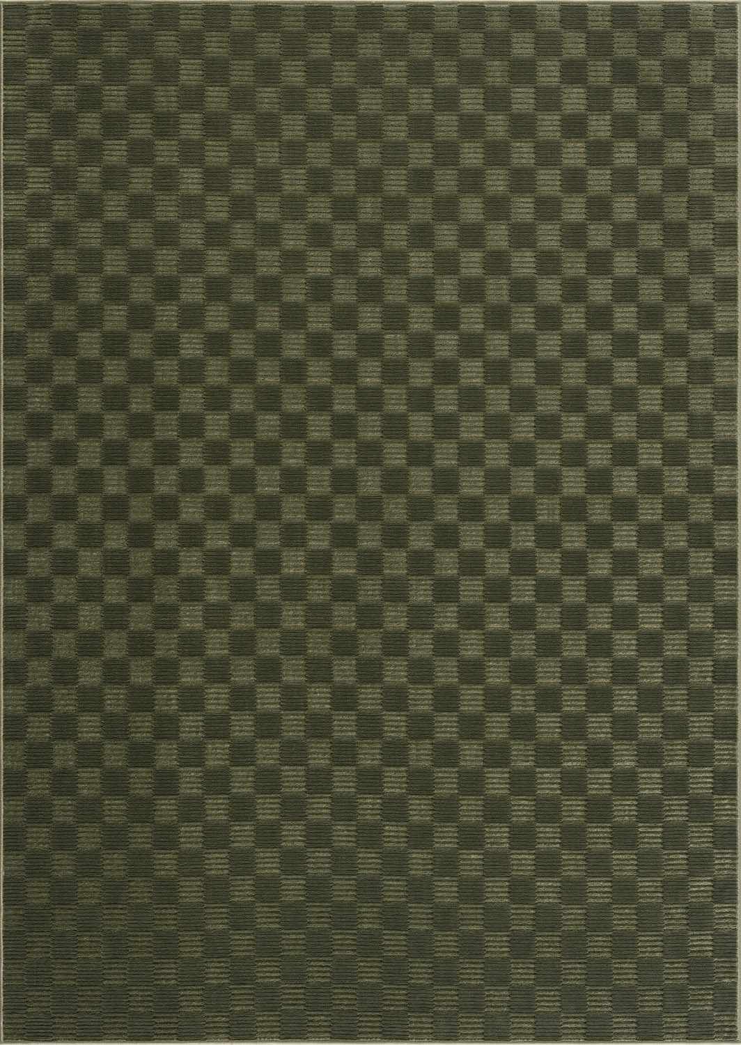 Truls 3D Checkered Washable Rug - Green