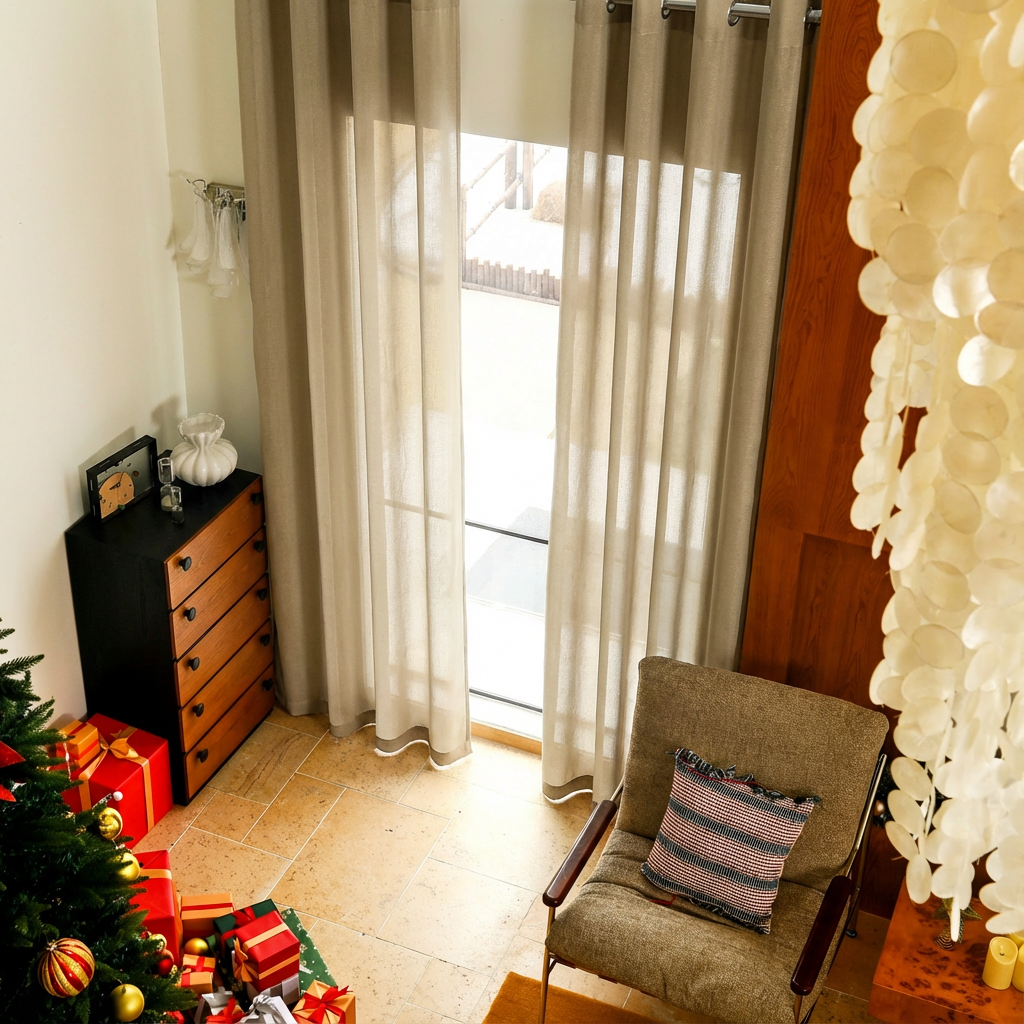Custom Linen Texture Solid Sheer Curtains-10