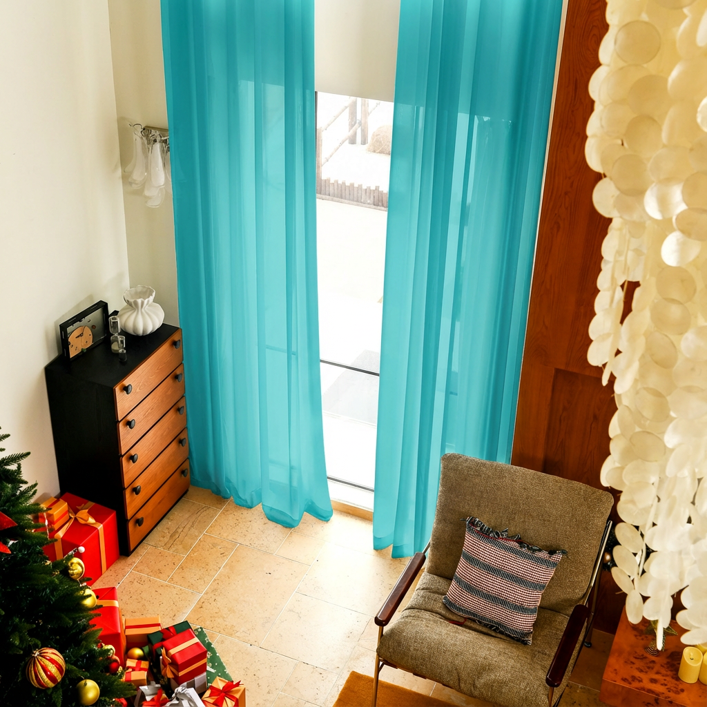 Custom Linen Texture Solid Sheer Curtains-19