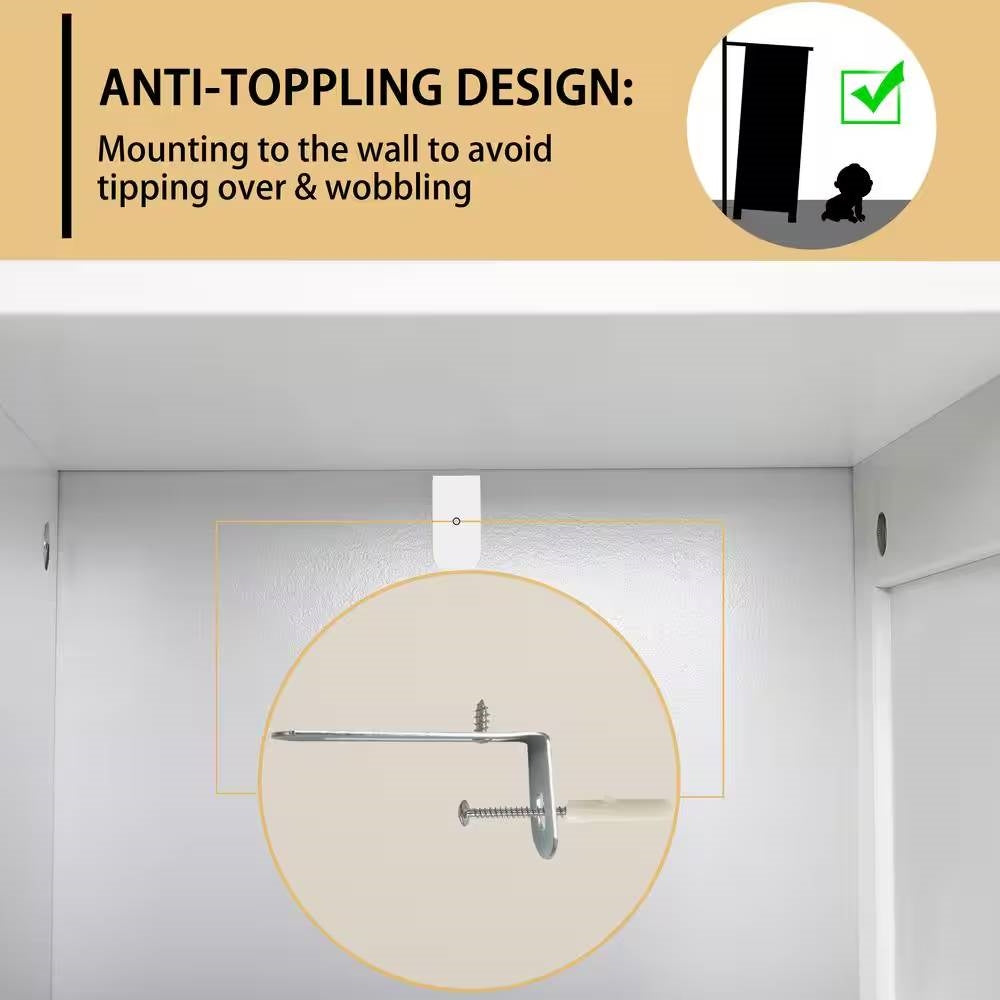 Modern Farmhouse 4-Drawer Bathroom Linen Cabinet in White Wood Finish-3