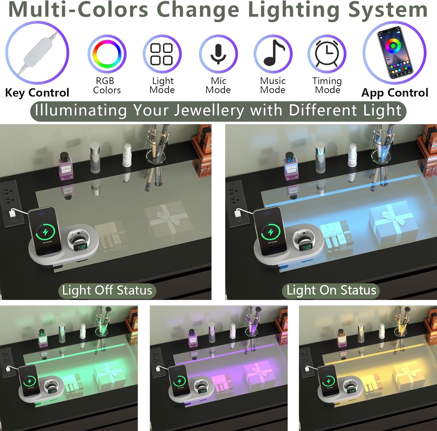 White Eight Drawer Dresser Featuring Electrical Outlet-3