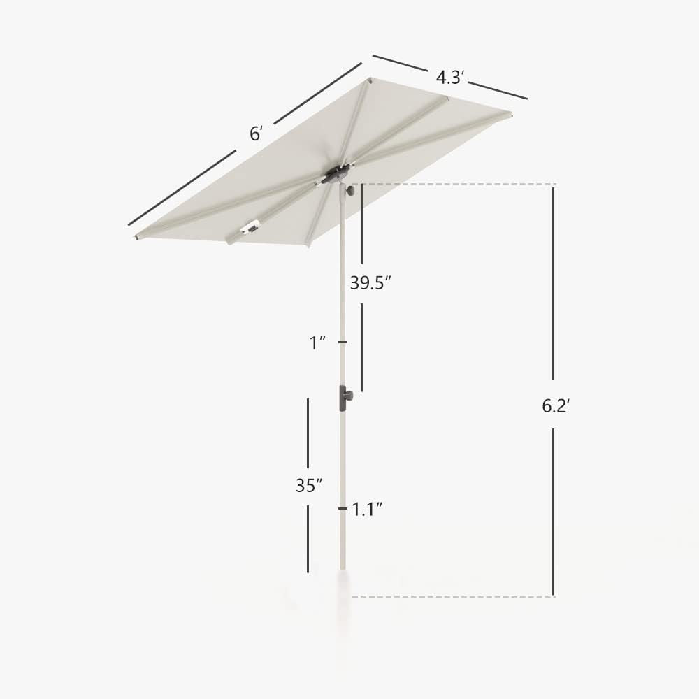 Balcony Umbrella 6x4 Ft Beige Canopy Shade 360 Rotation-1