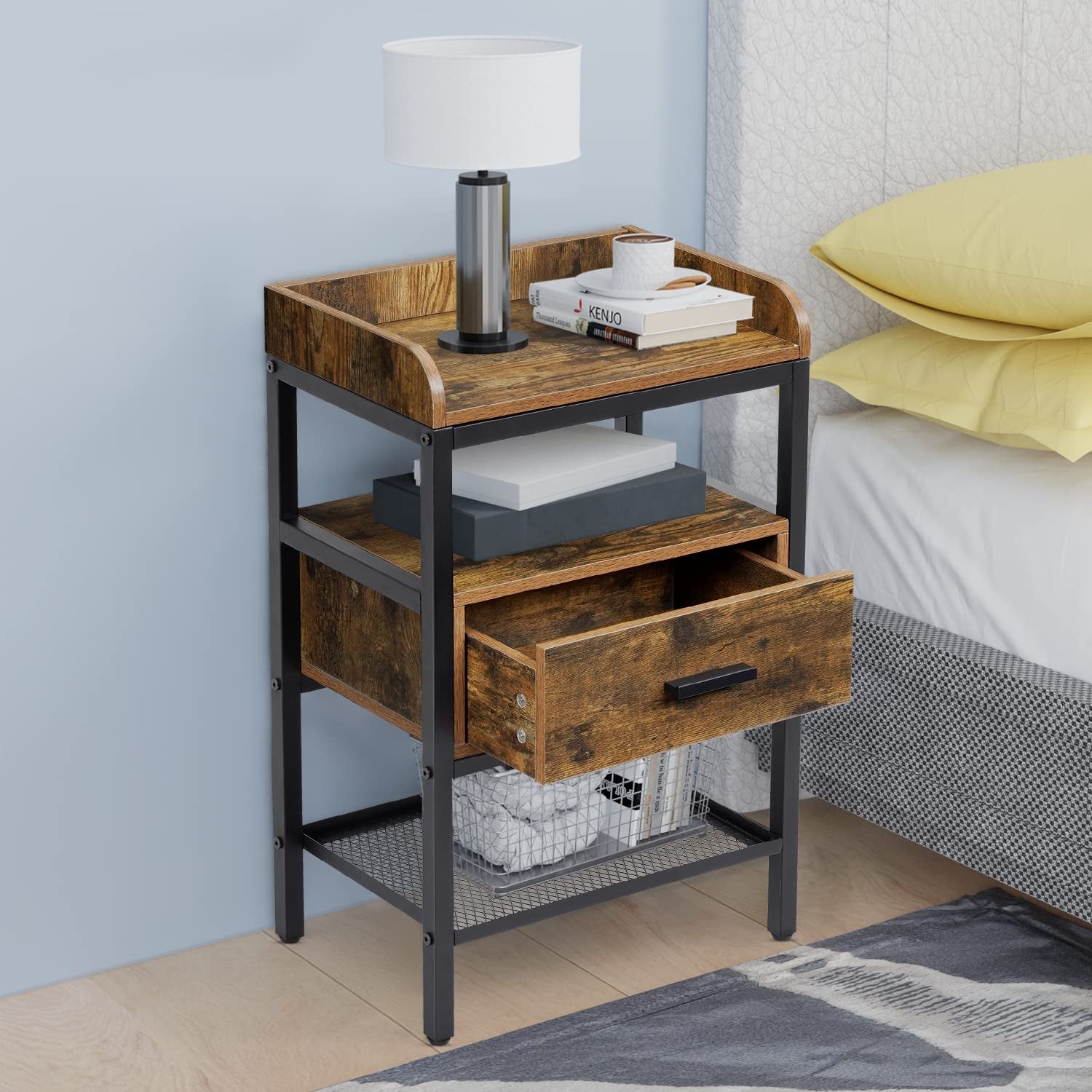 Industrial 3-Tier Nightstand Set-0