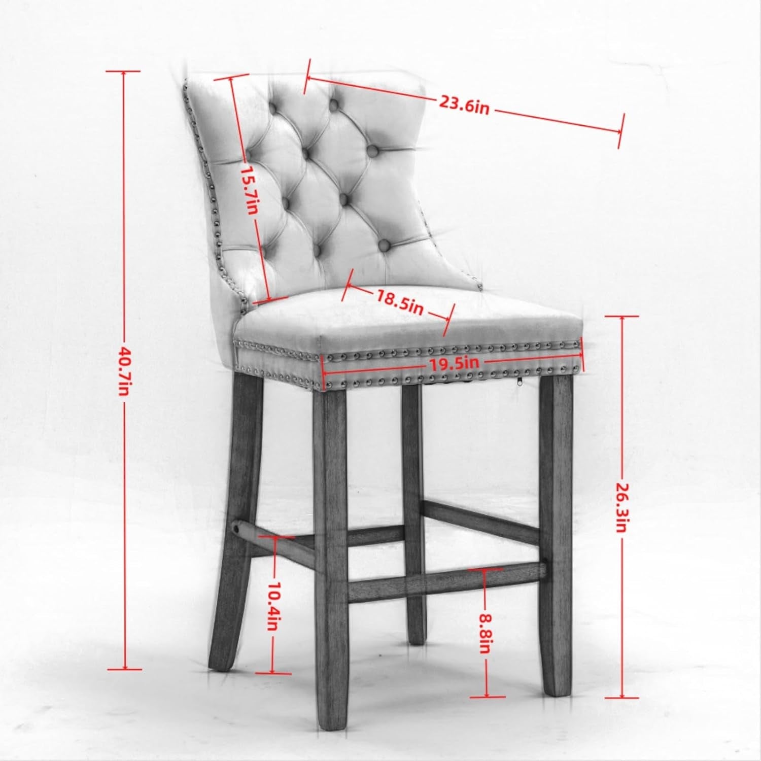 Wingback Velvet Bar Stools Set Of Two Orange Counter Height-1