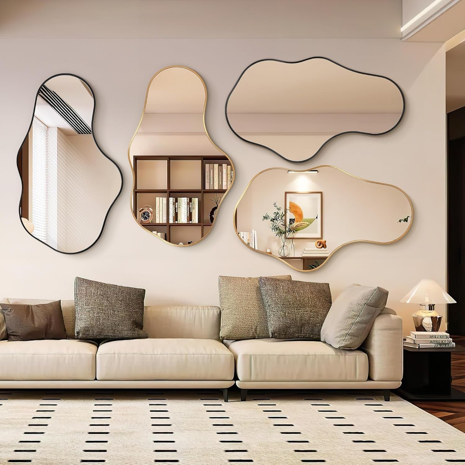 22X36 Irregular Wall Mirror Gold Aluminum Decorative-1