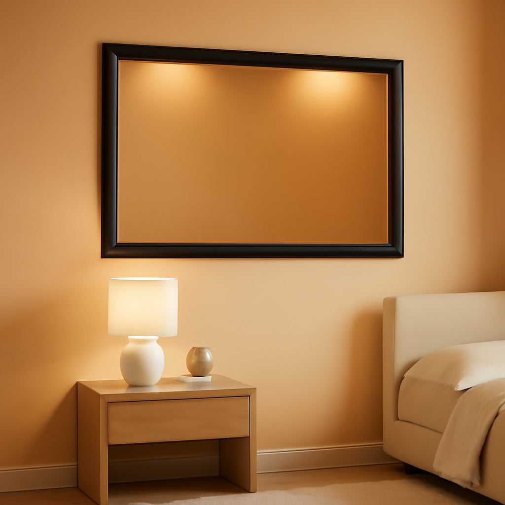 Black Bathroom Mirror 48x32 Wall Mounted Large Vanity-0