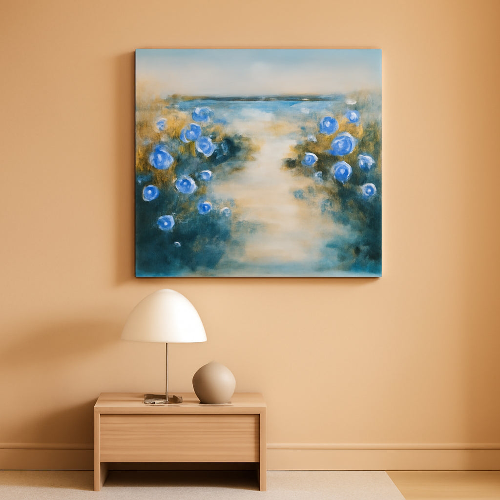 Cerulean Blue Oceanic Coastal Landscape Canvas Wall Art 20x40-0