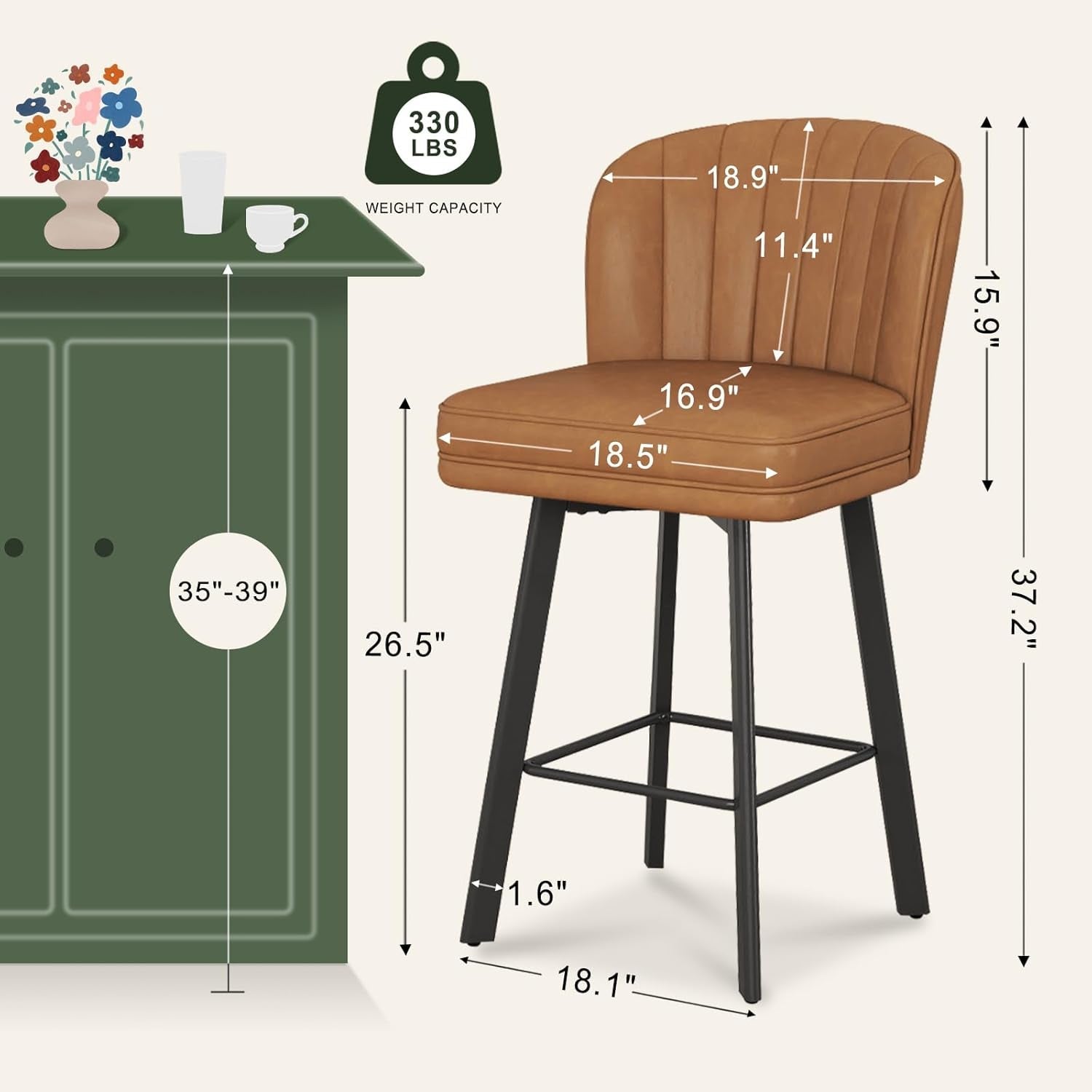 Modern Swivel Counter Height Bar Stools Set of Two-1