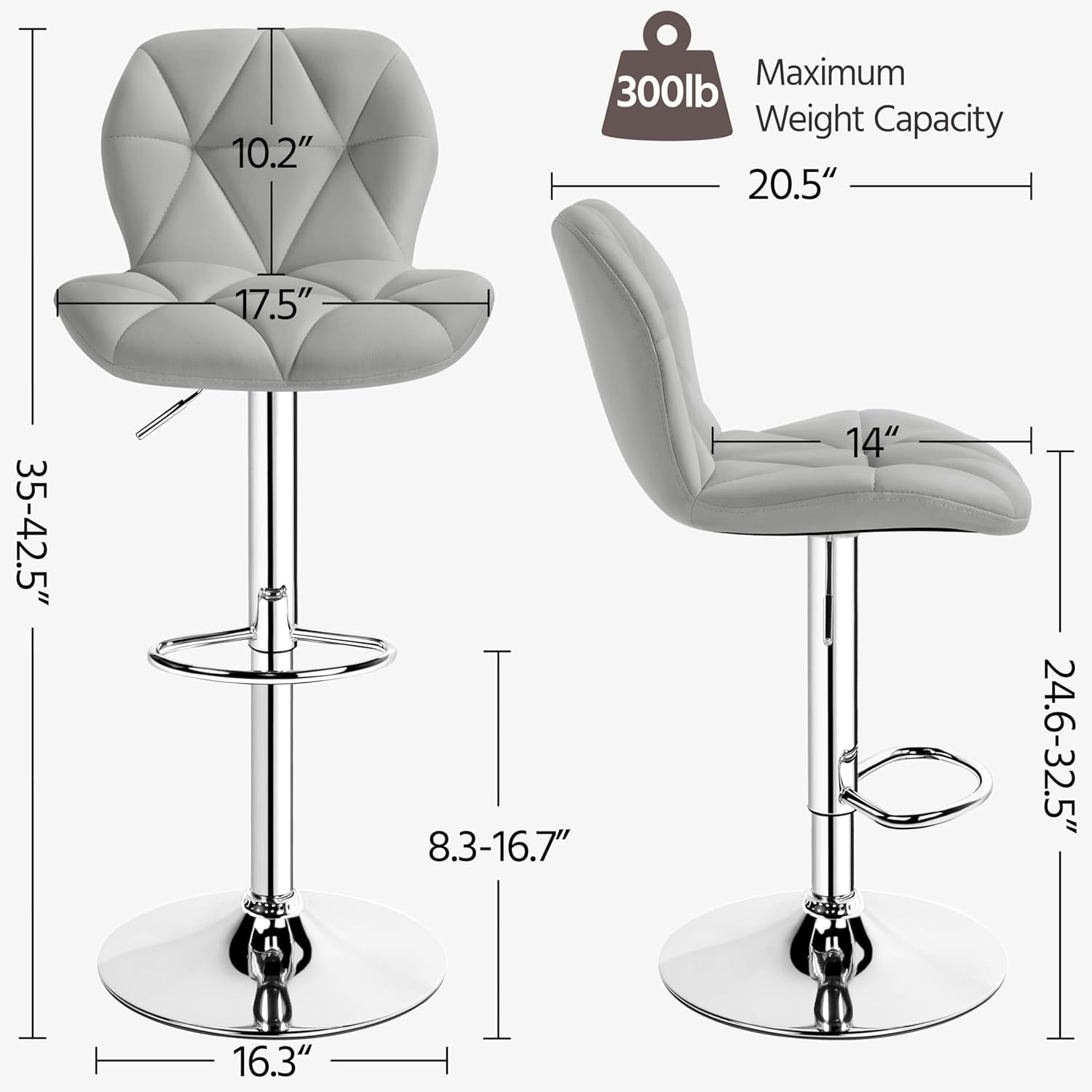 Elegant PU Leather Swivel Bar Stools Set of Four-2