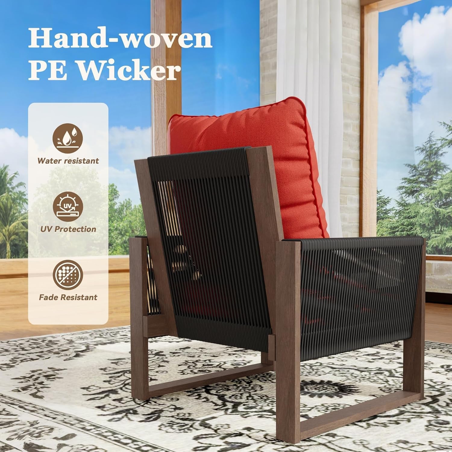 Outdoor 3 Piece Patio Furniture Set with Cushions-3