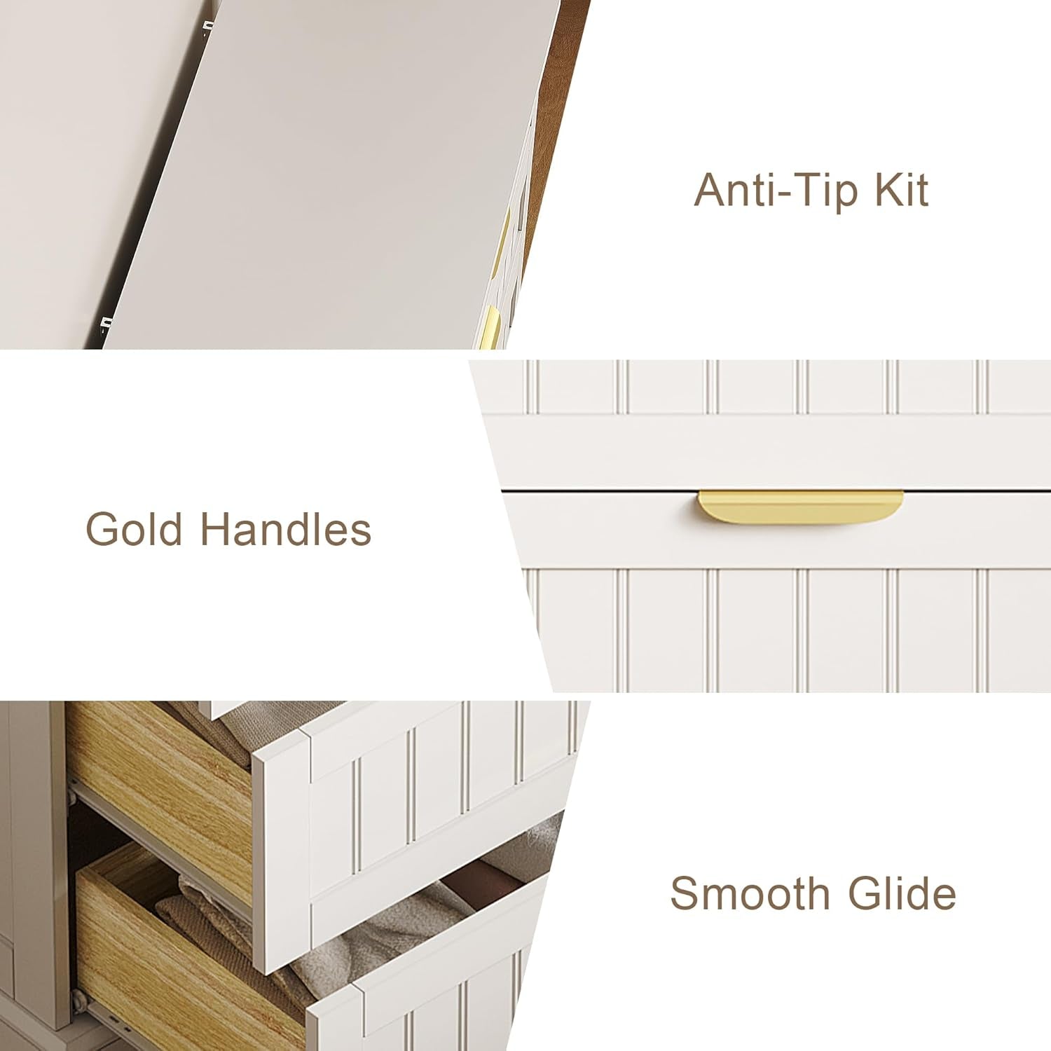 White 4 Drawer Dresser Modern Farmhouse Bedroom Storage Chest-3