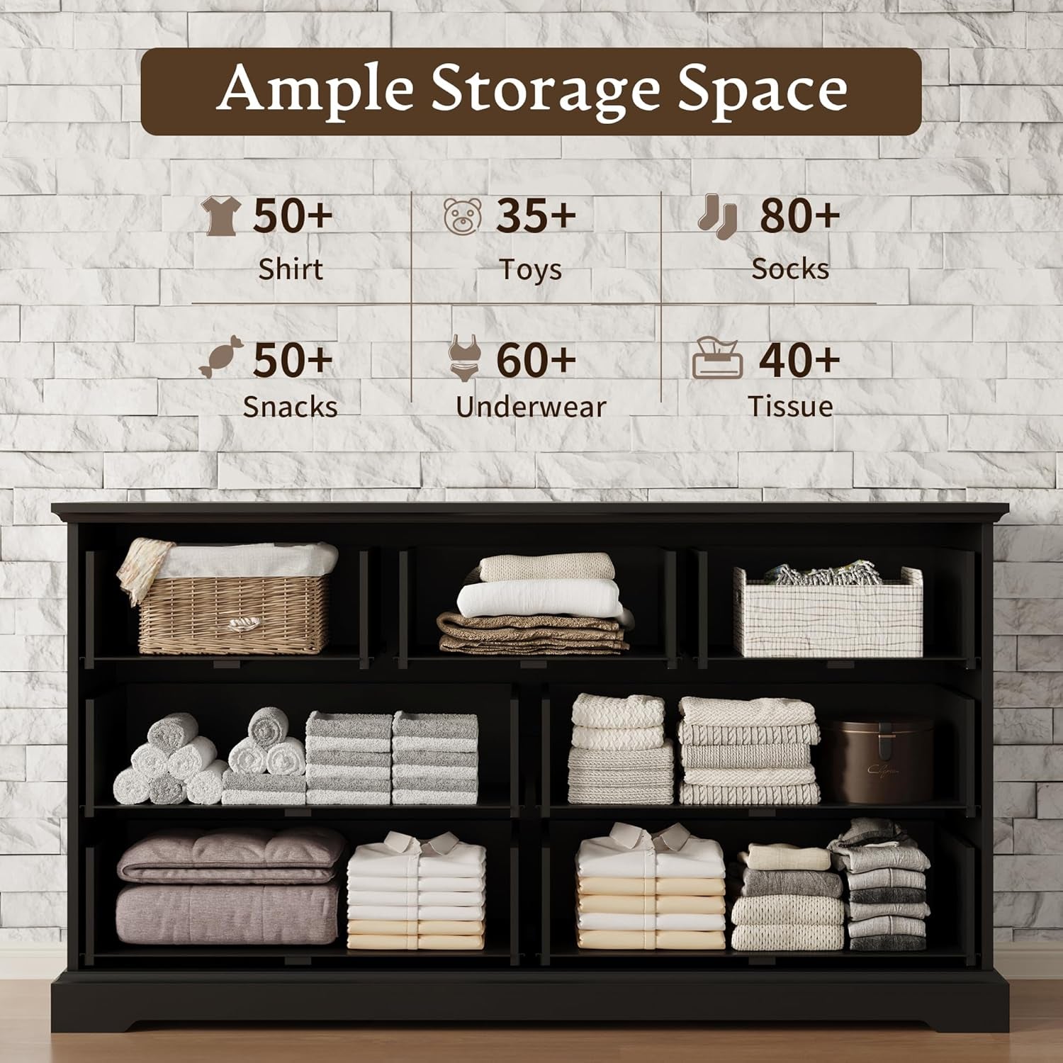 Black Farmhouse Dresser With Deep Drawers 57InchWide-3