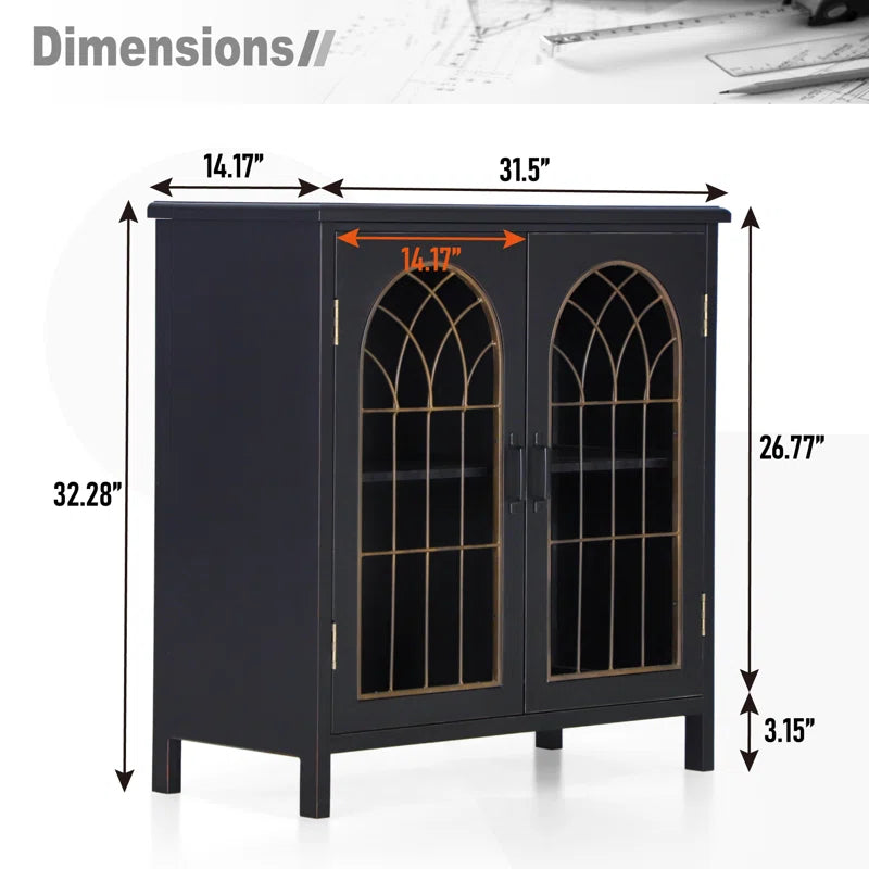 Black Finish Antique Inspired Accent Chest With Two Shelves-2