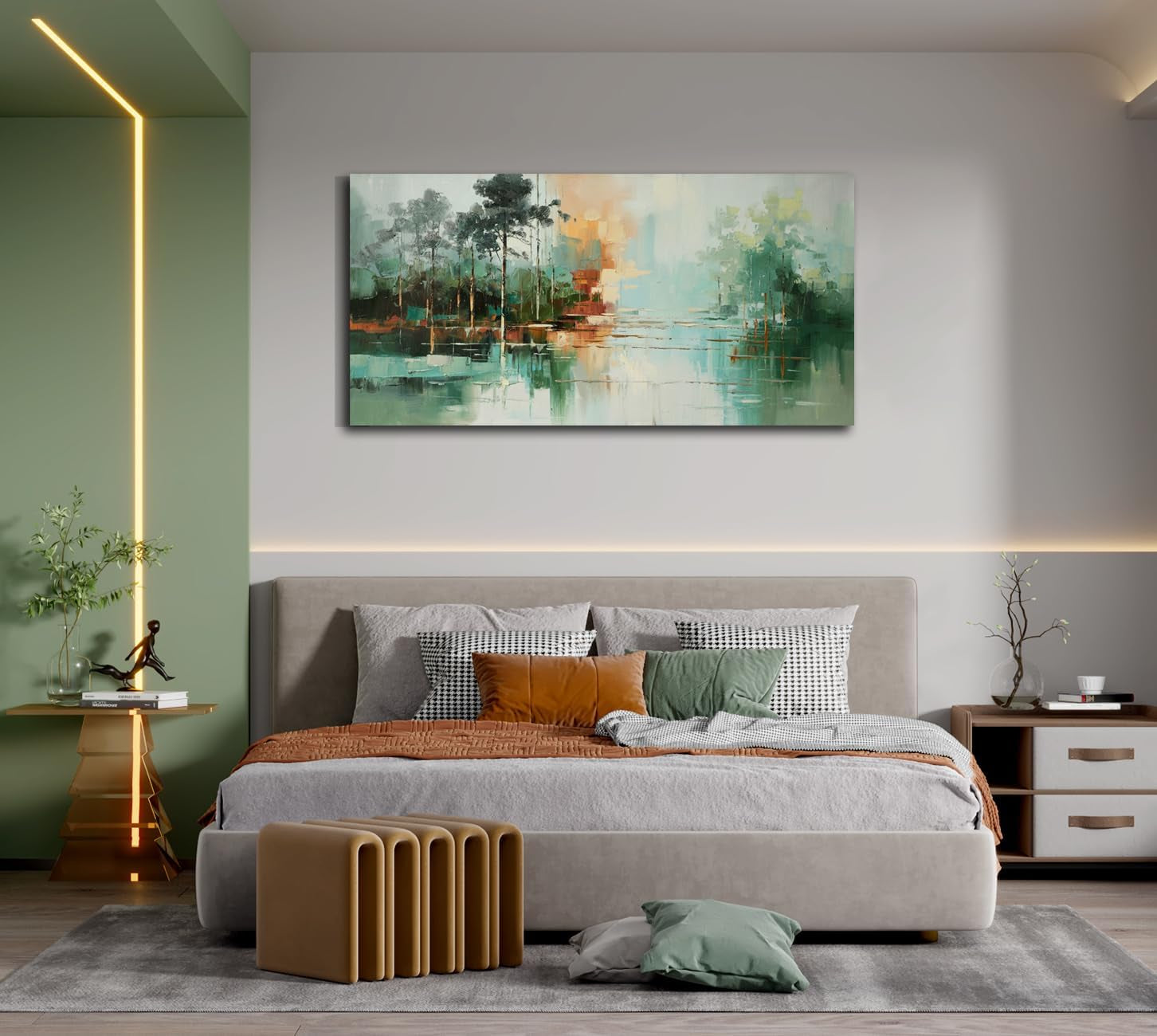 Teal Green Landscape Canvas Wall Art 58x29-2