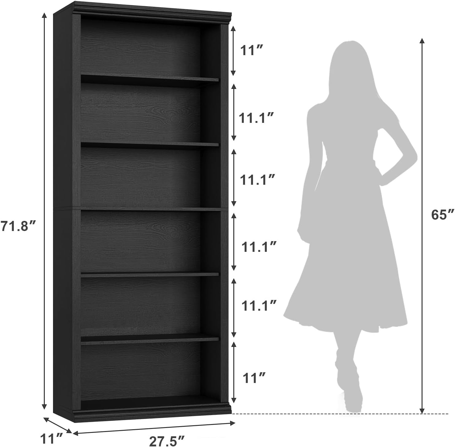28 Inch Wide Tall Bookcase With 6 Tiers Freestanding-1