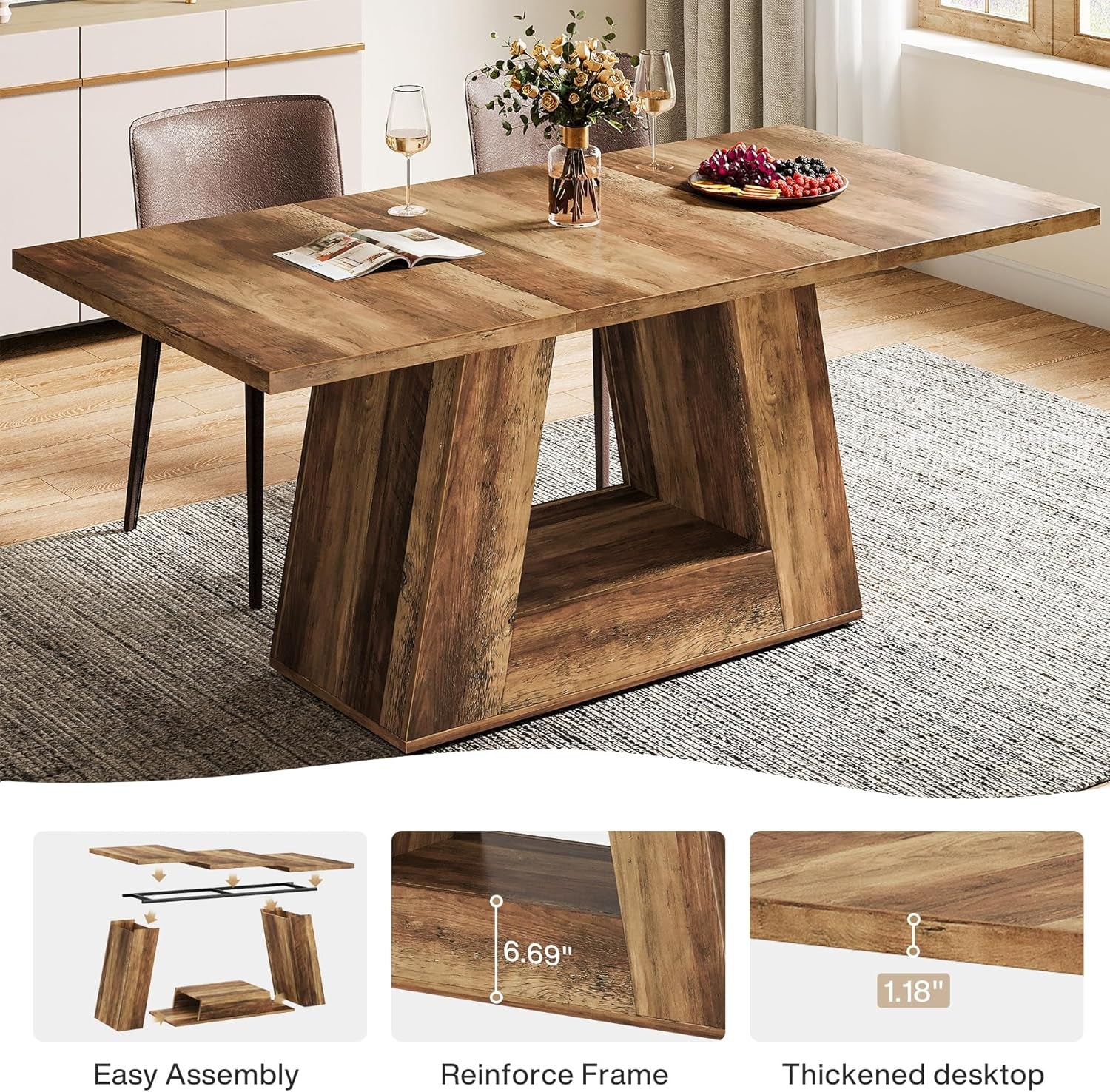 63 Inches Magnificently Elegant Dining Table Marble-3