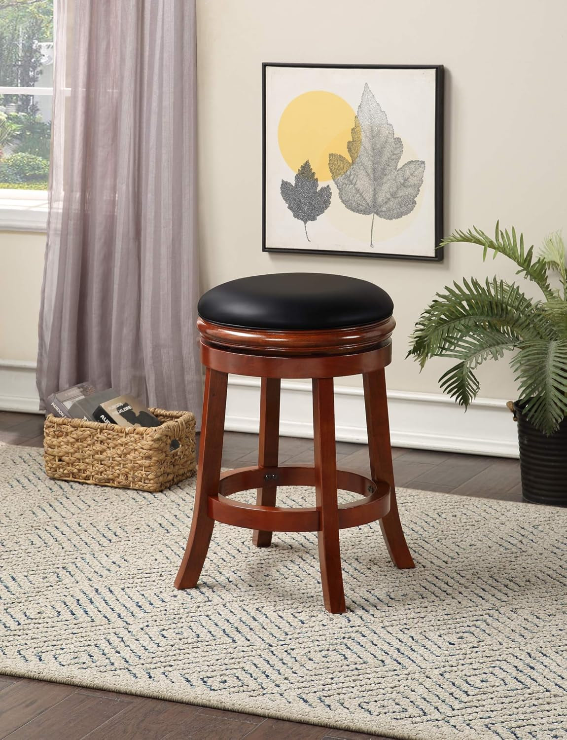 Backless Counter Height Bar Stool 24 Inch Cherry Color-1