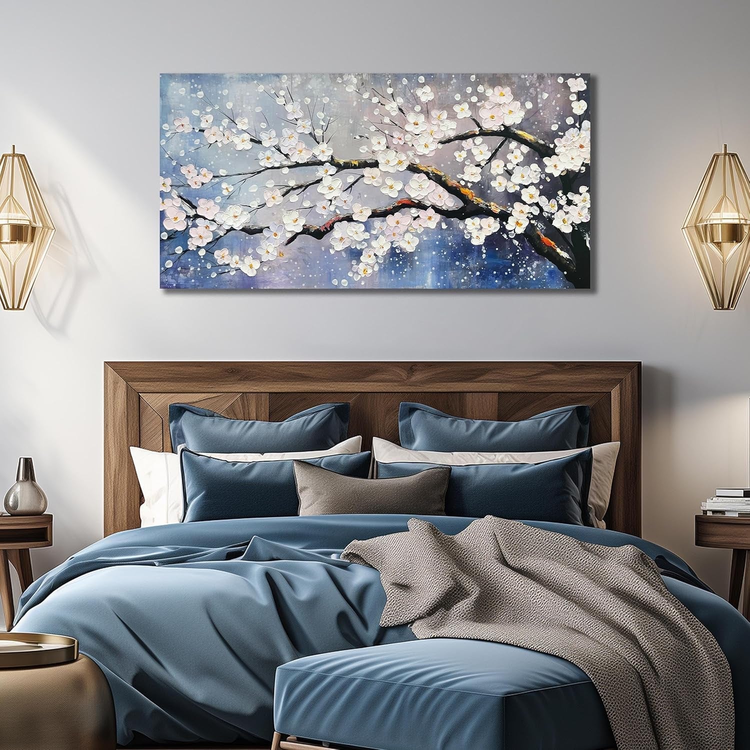 Blue White Plum Blossom Wall Art Twent yBy Forty Inches-2