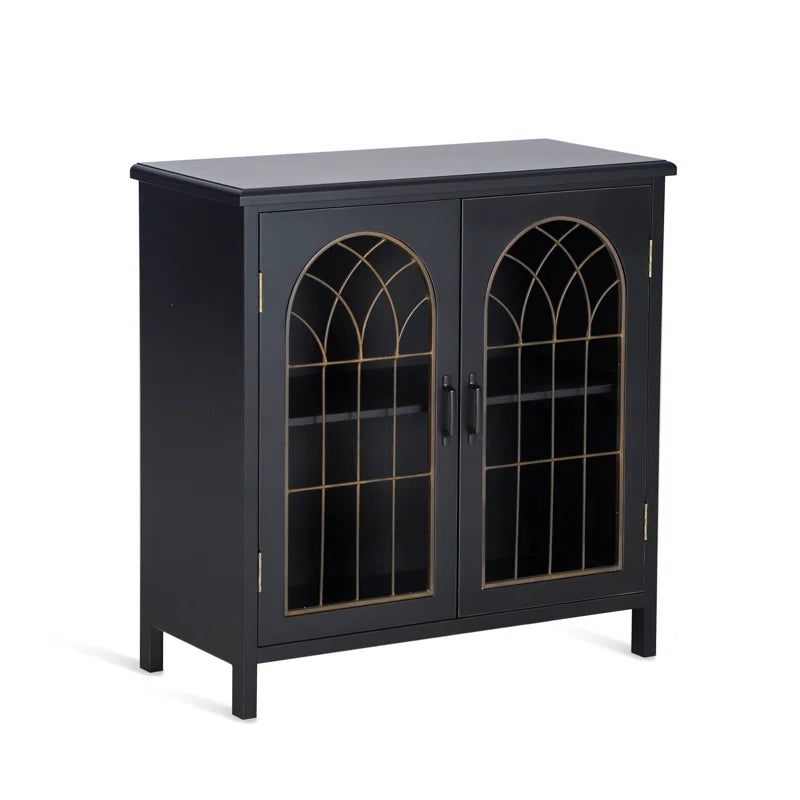 Black Finish Antique Inspired Accent Chest With Two Shelves-3