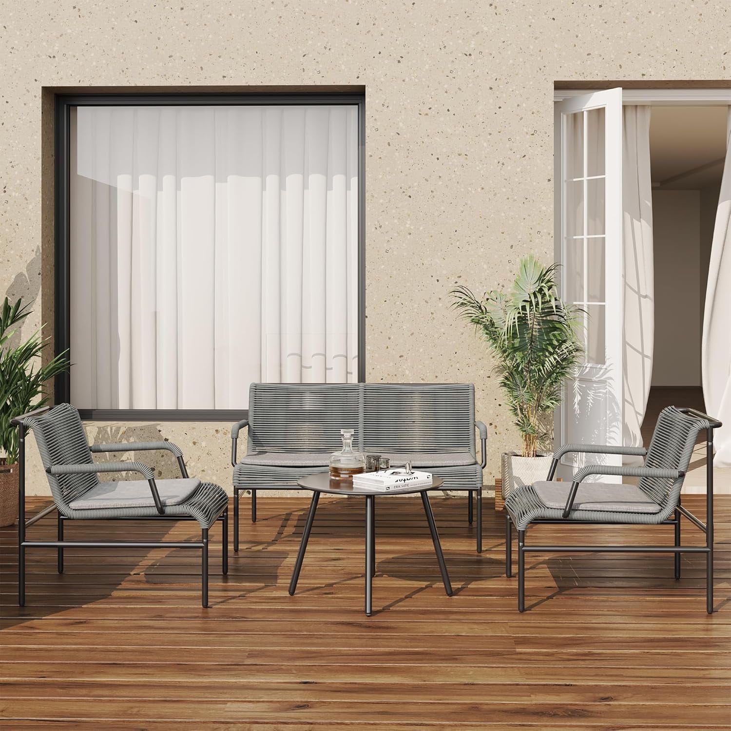 Stylish Four Piece Patio Furniture Set for Outdoor Comfort-0