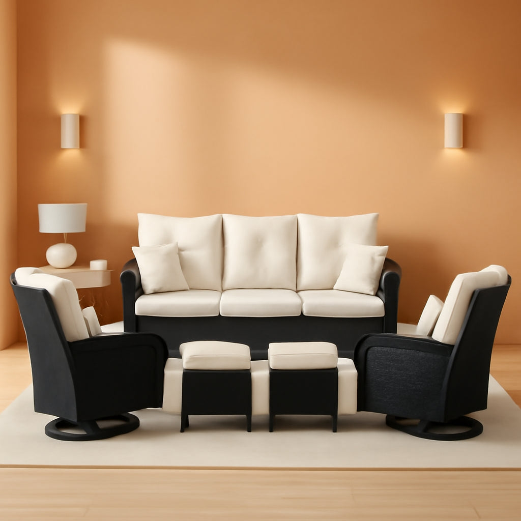 6 Piece Outdoor Patio Furniture Set Sectional Swivel Rocker Chairs-0