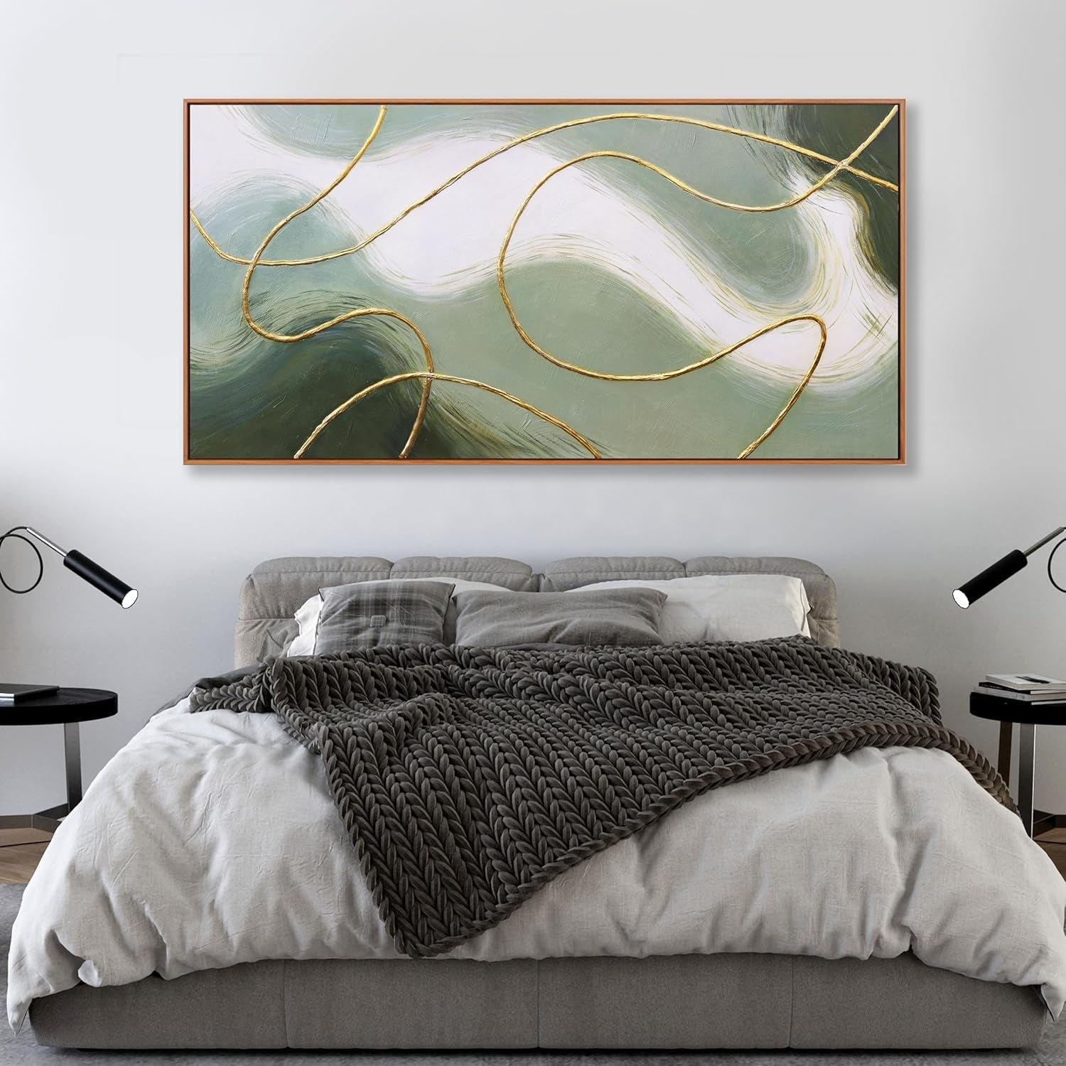 40x20 Abstract Contemporary Canvas Wall Art Emerald-3