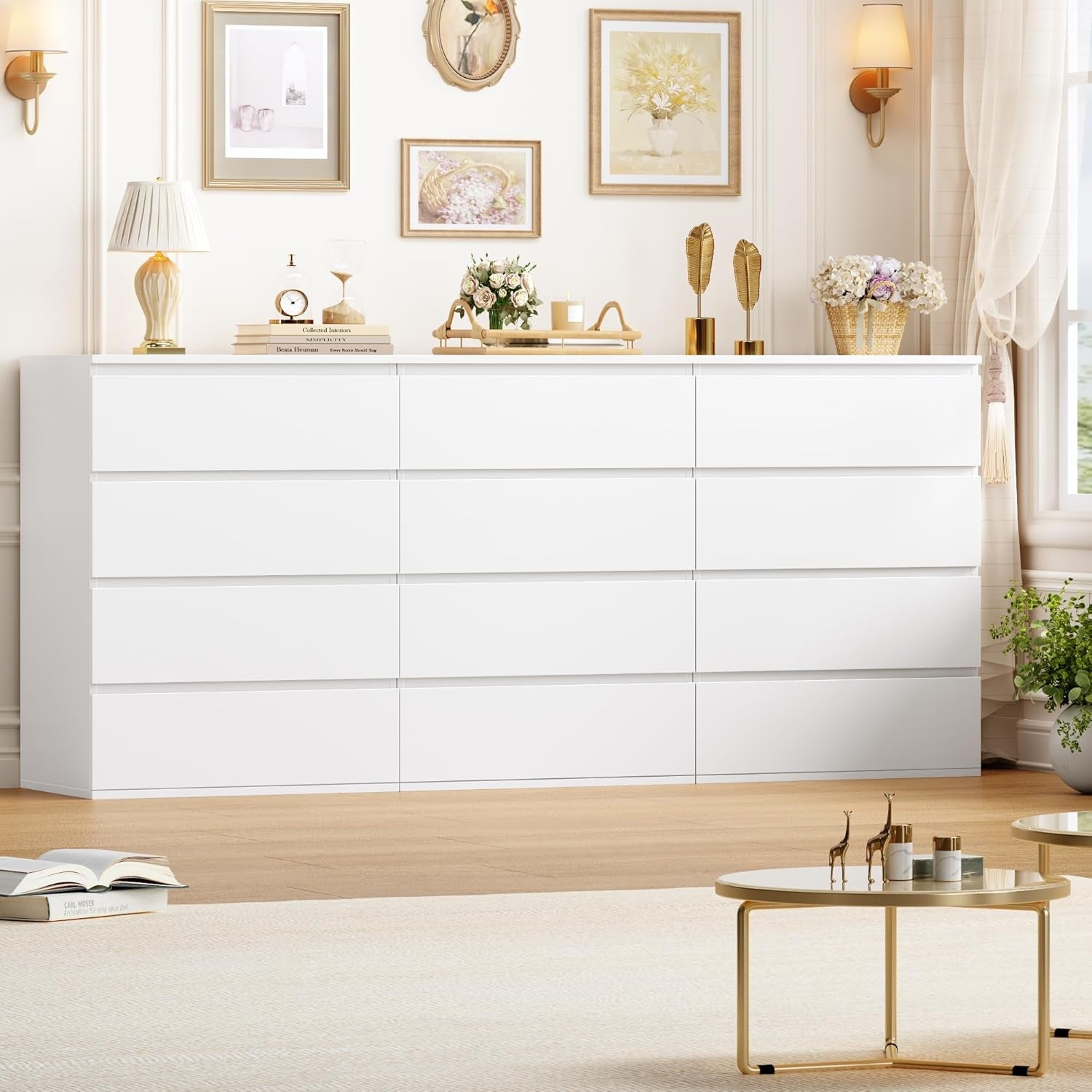 White 4 Drawer Dresser 31.5H UltraMinimalist Cabinet-3