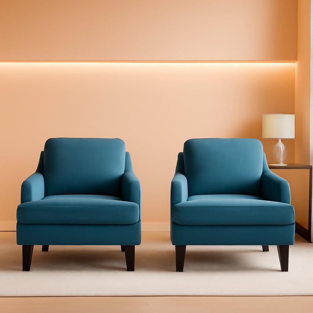 Navy Blue Linen Upholstered Accent Chairs Modernist-0