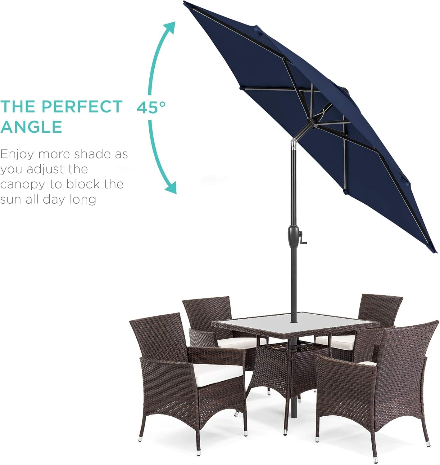 7.5ft Navy Patio Umbrella Tilt Crank Steel Pole Outdoor-1