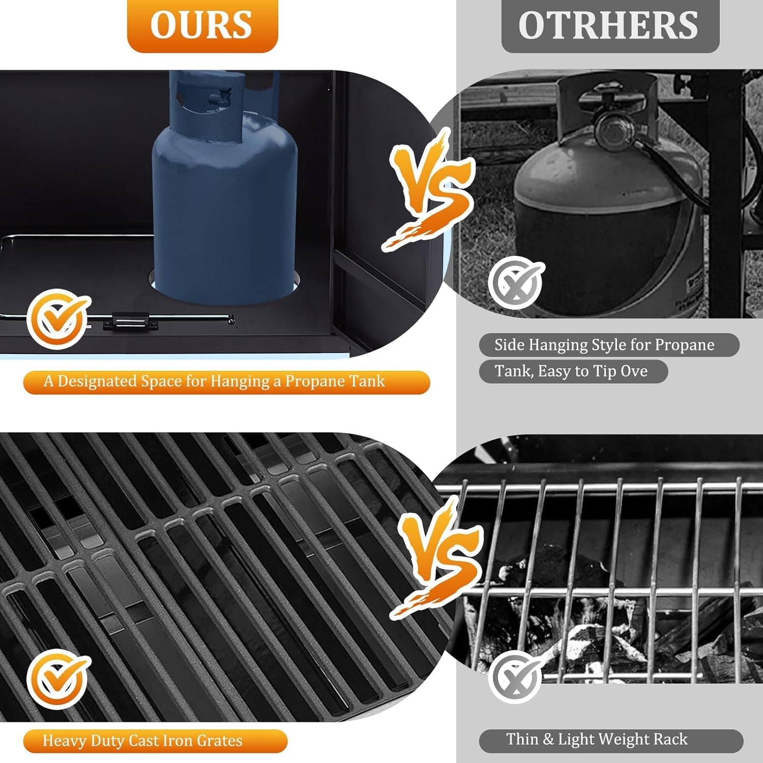 Propane Barbecue Grill Four Burner Black Stainless