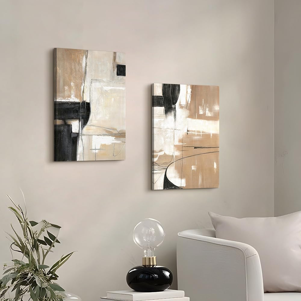 Abstract Geometric Canvas Wall Art 16x11 Inches Mahogany-3