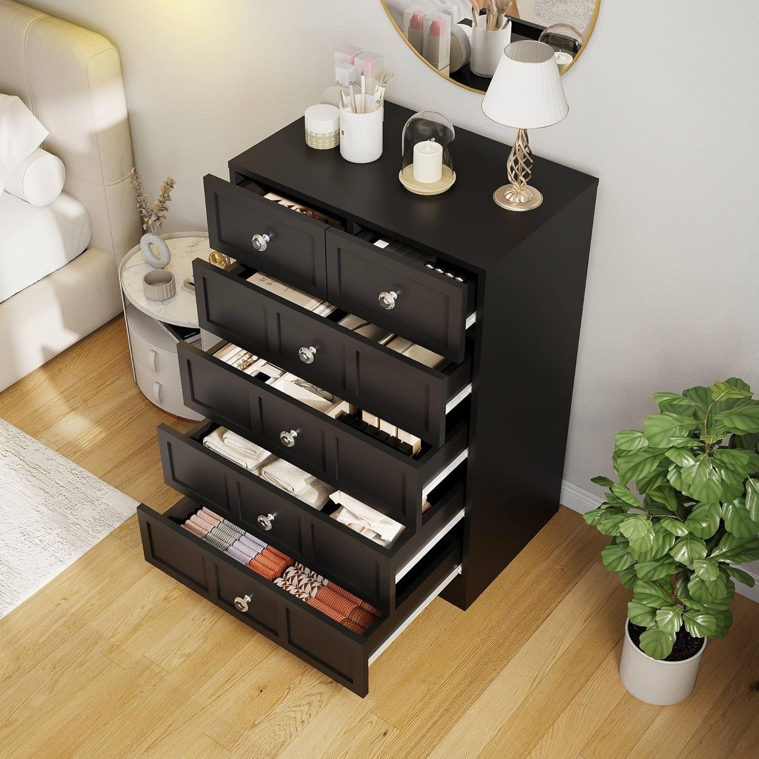 Black TwentyFourInch Fluted Dresser For BedroomSpace-2