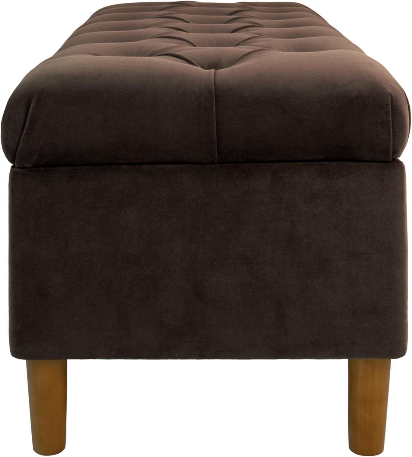 Tufted Storage Ottoman Bench Chocolate Brown Velvet-4