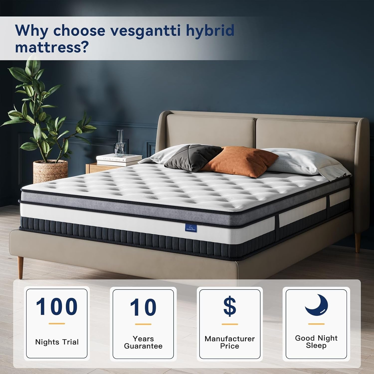 Queen Size 10 Inch Innerspring Hybrid Mattress with Comfort-2