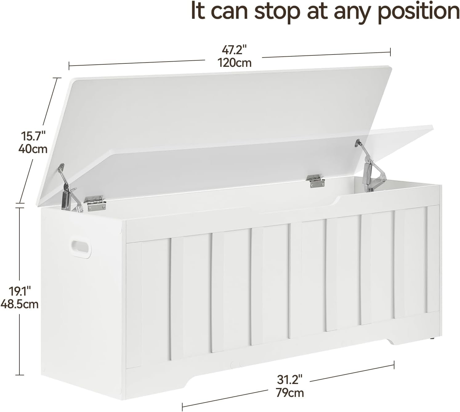 ExtraLarge Storage Chest White Wood Bench Hinges Durable-1