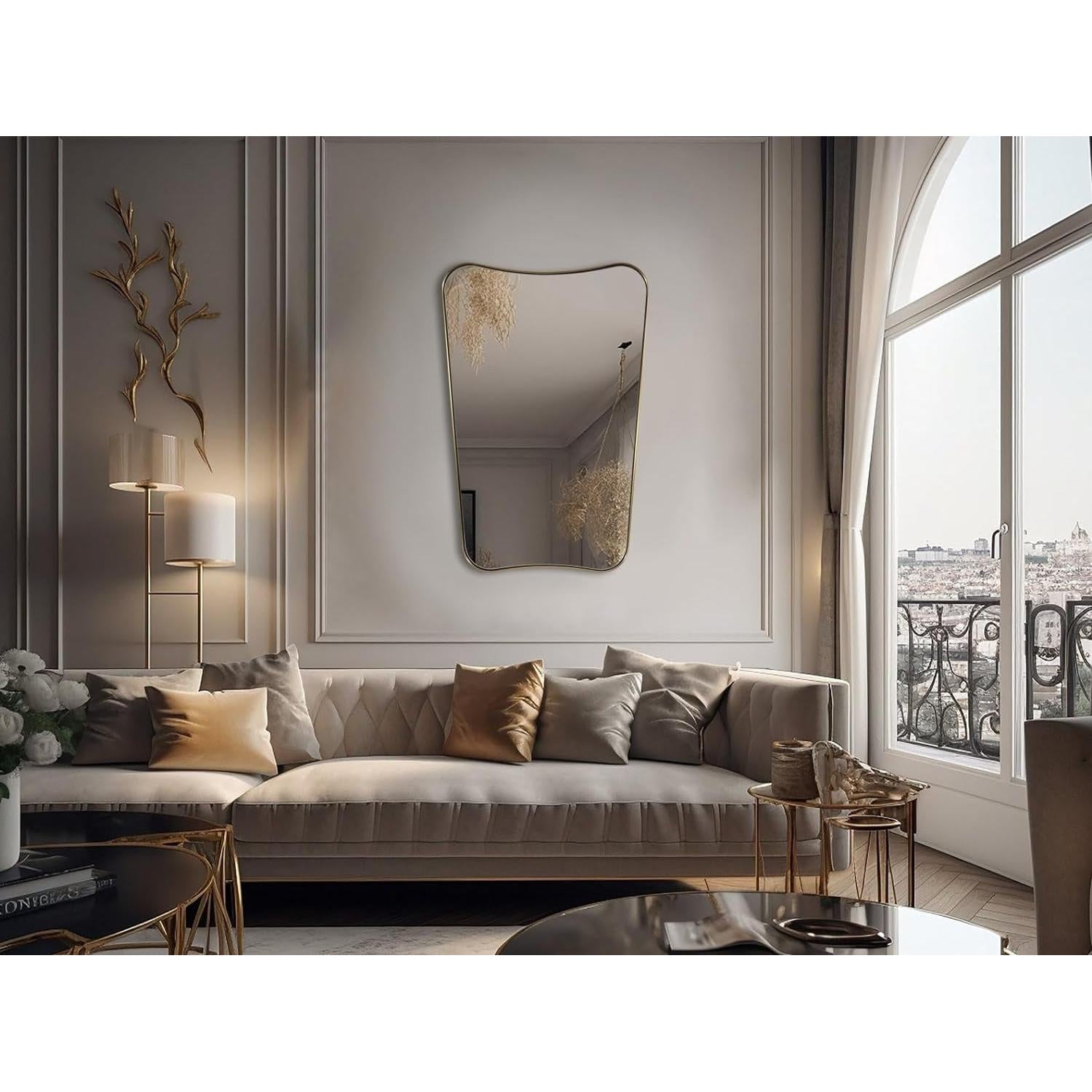 Gold 24x36 Irregular Wall Mirror With Scalloped Edges-1