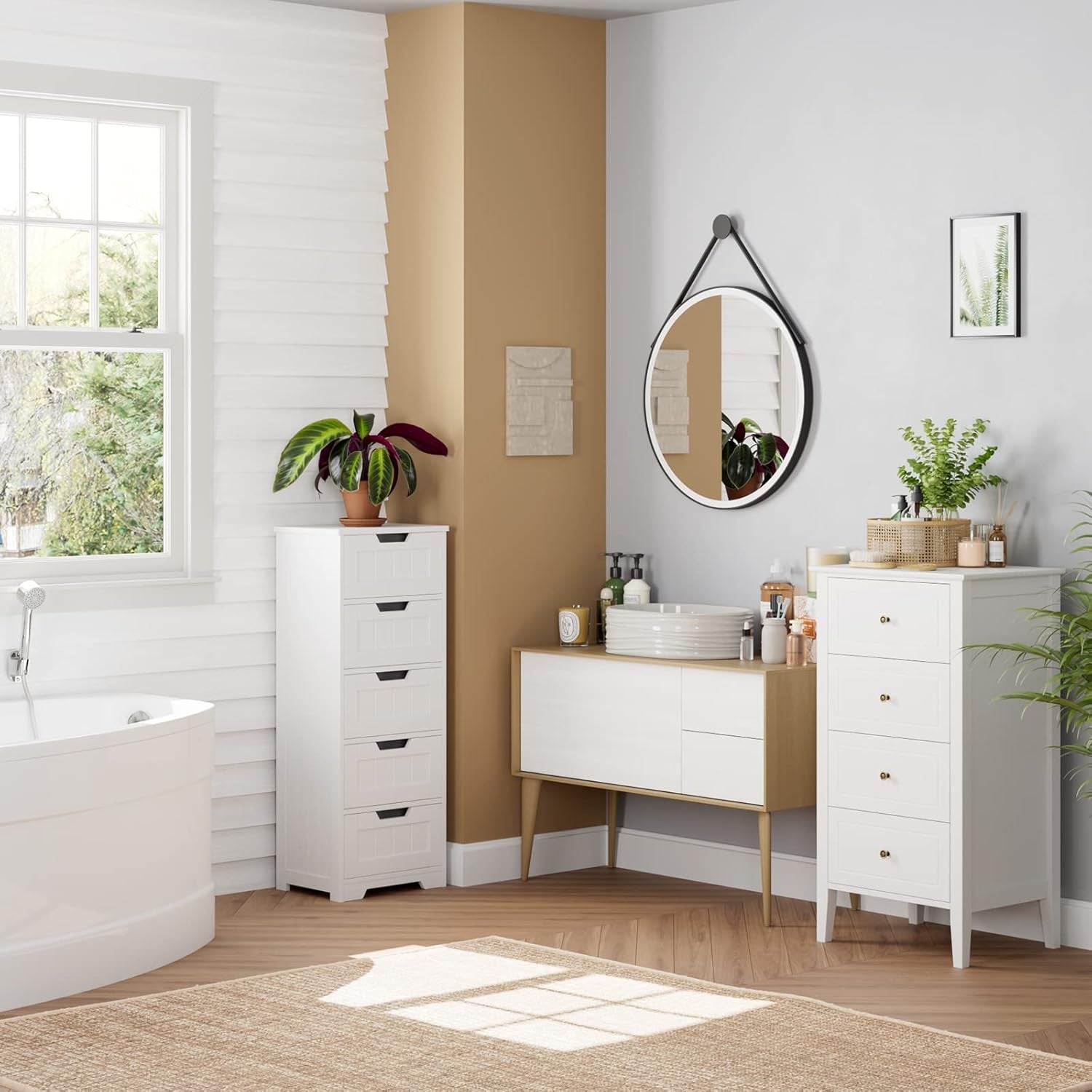 White Antique Dresser Solid Hardwood Storage Cabinet-3