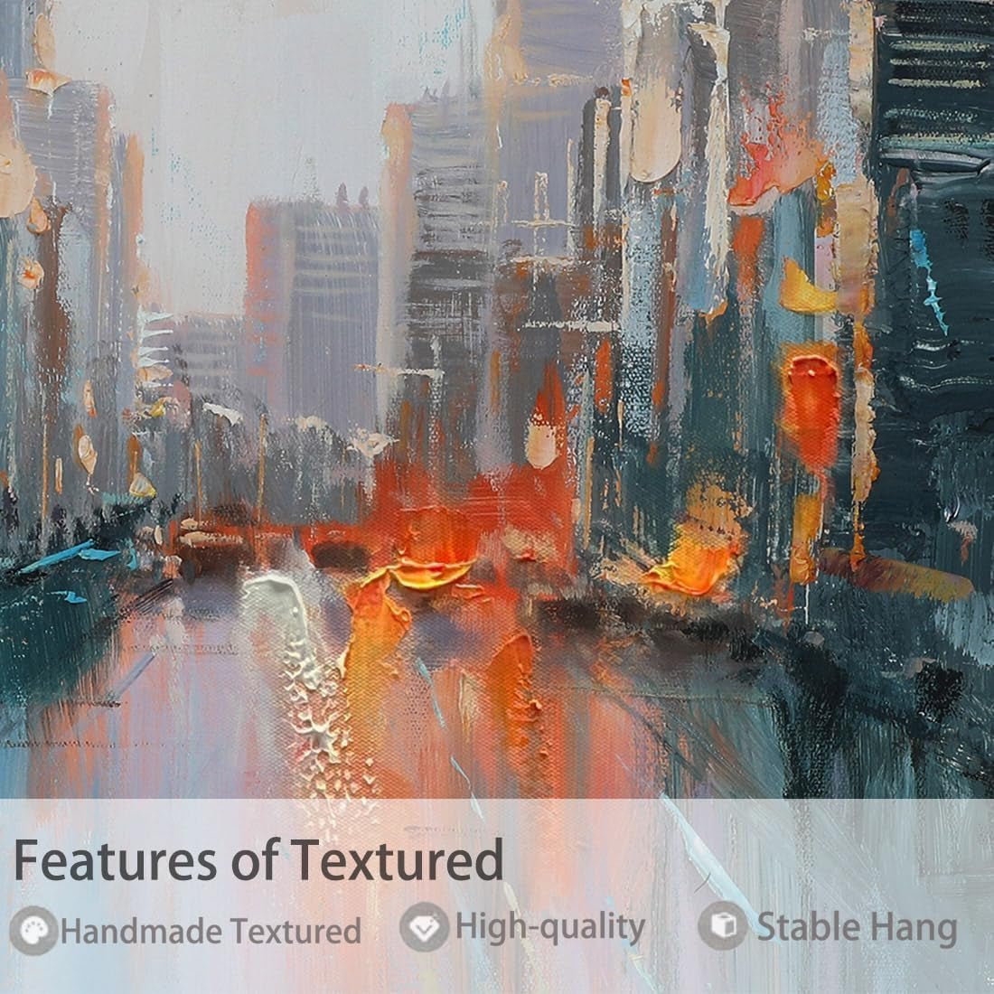 40x20 Inch Abstract Cityscape Wall Art work Textured-3