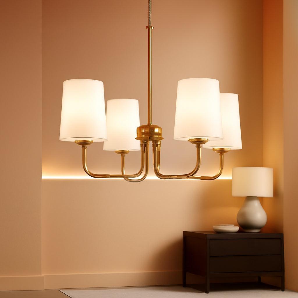 Brass Farmhouse Chandelier Five Light Adjustable Fixture-0