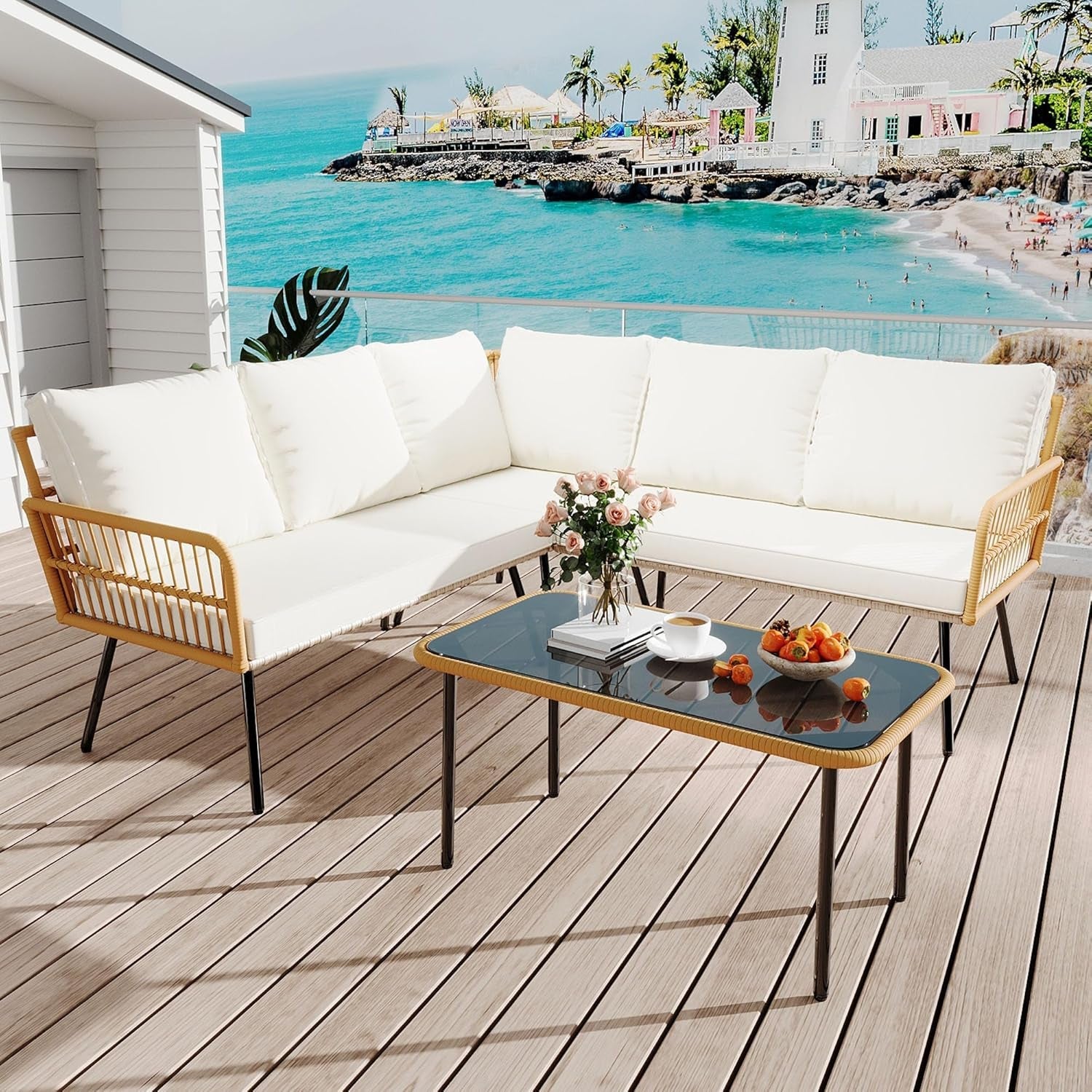 Wicker Patio Furniture Set with Cushions for Outdoor-2