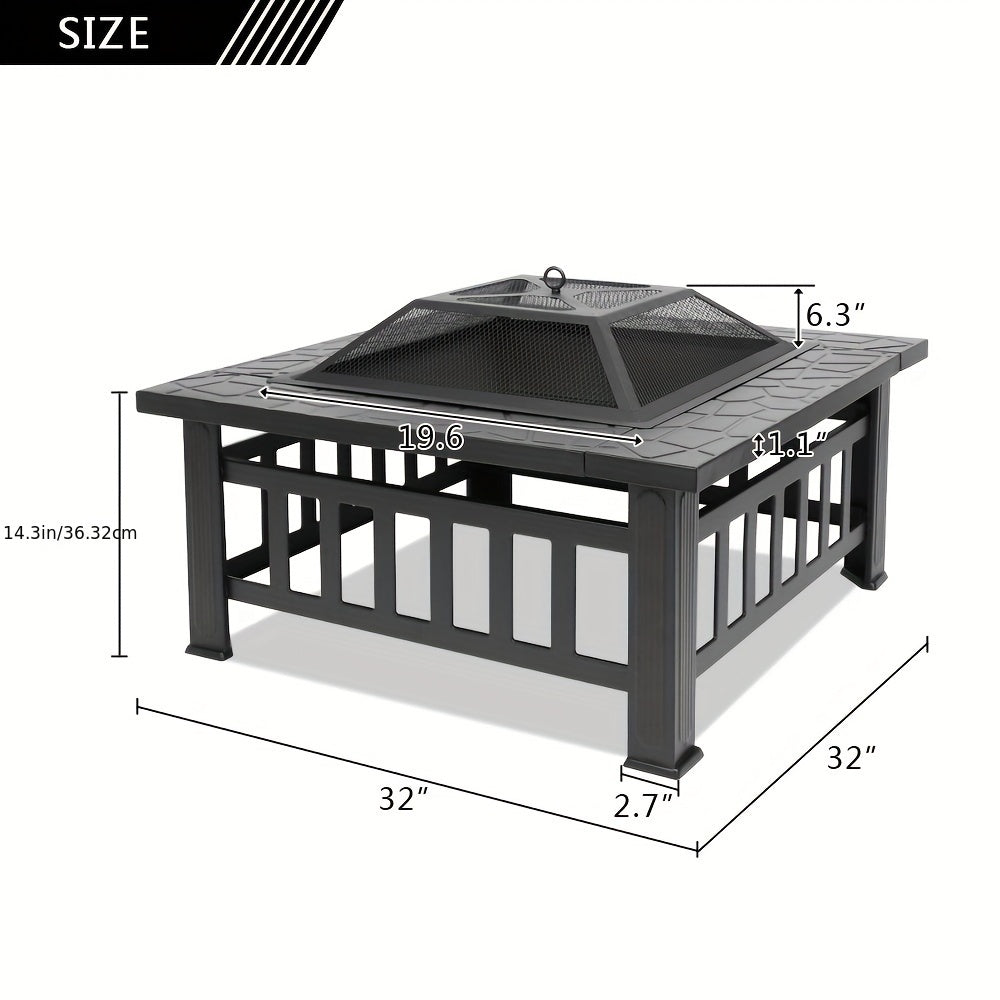 Square Metal Wood Fire Pit Table-2