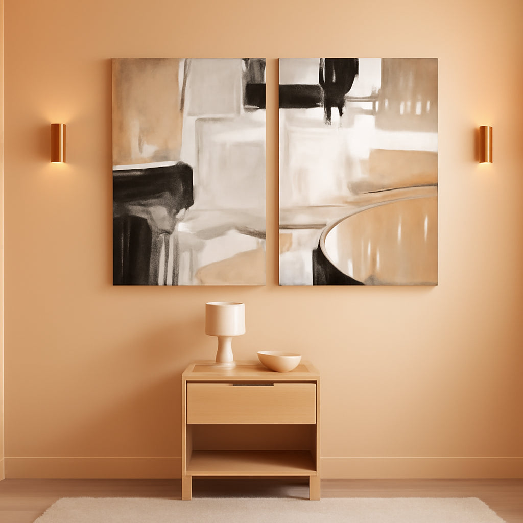 Abstract Geometric Canvas Wall Art 16x11 Inches Mahogany-0