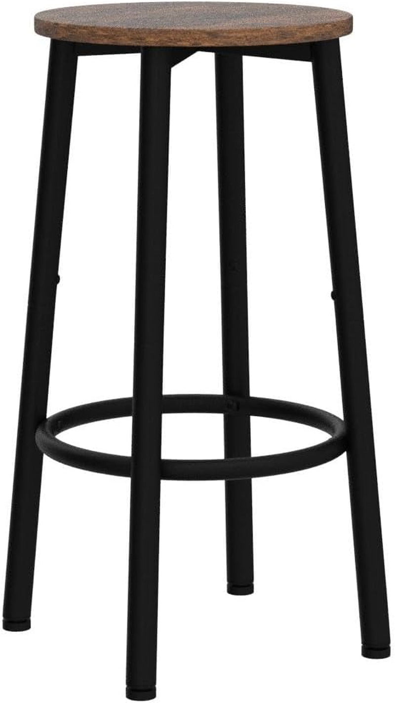 Bar Height Stools Set Of 2 With Footrest Rustic Brown-3