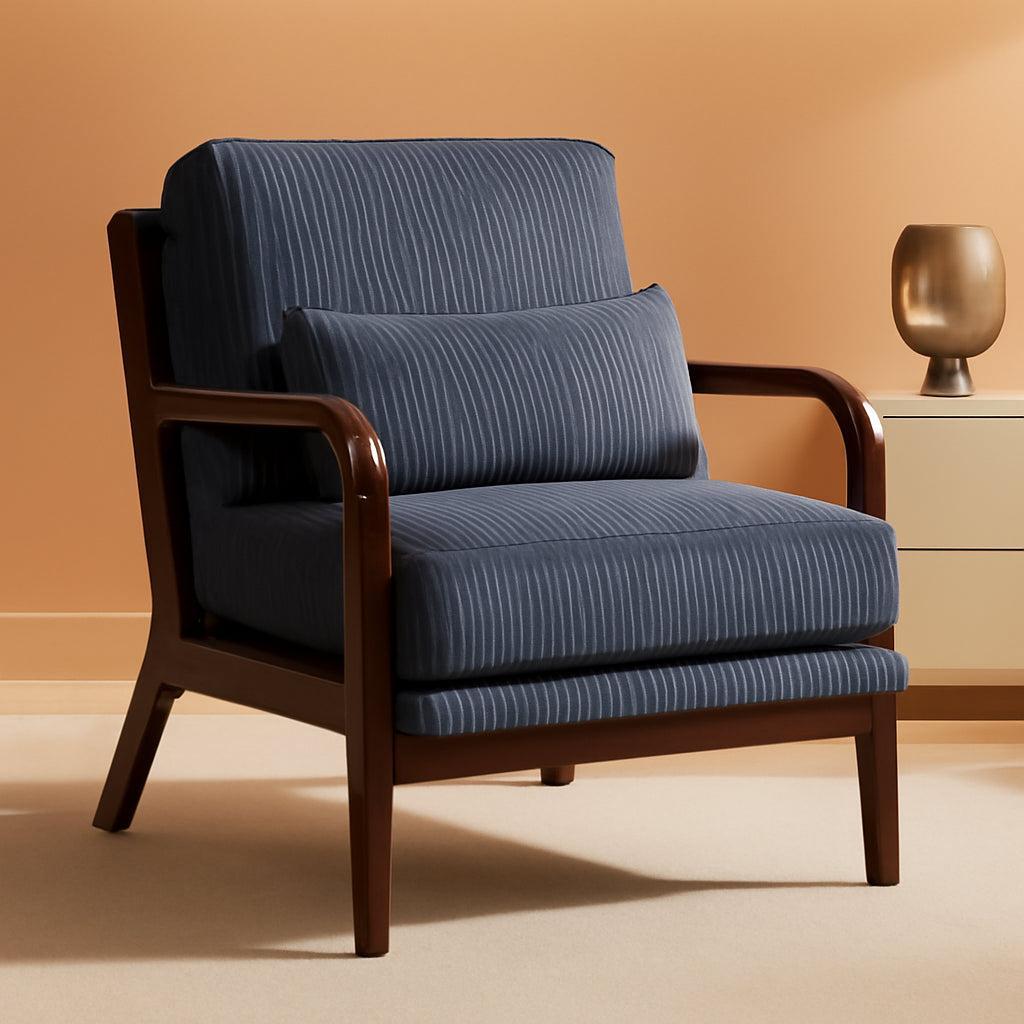 Grey Mid Century Accent Chair With Wood Frame Comfortable-0