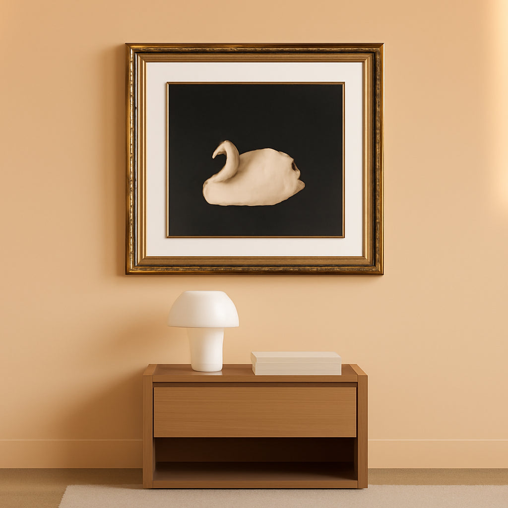 Golden Framed Swan Wall Art Canvas Print 16x13 Inches-0