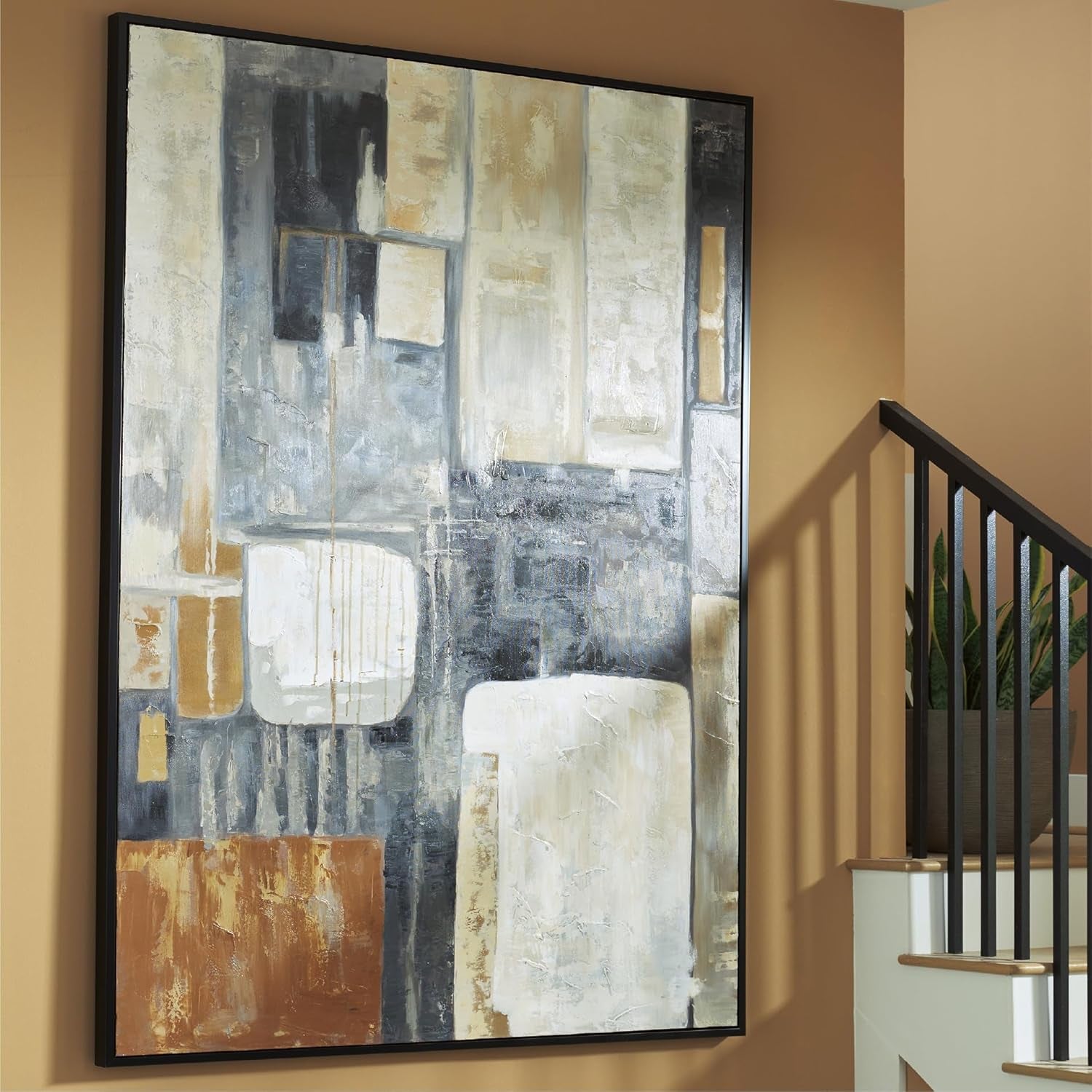 Contemporary Framed Wall Art 48x72 Inches Matte Black-1