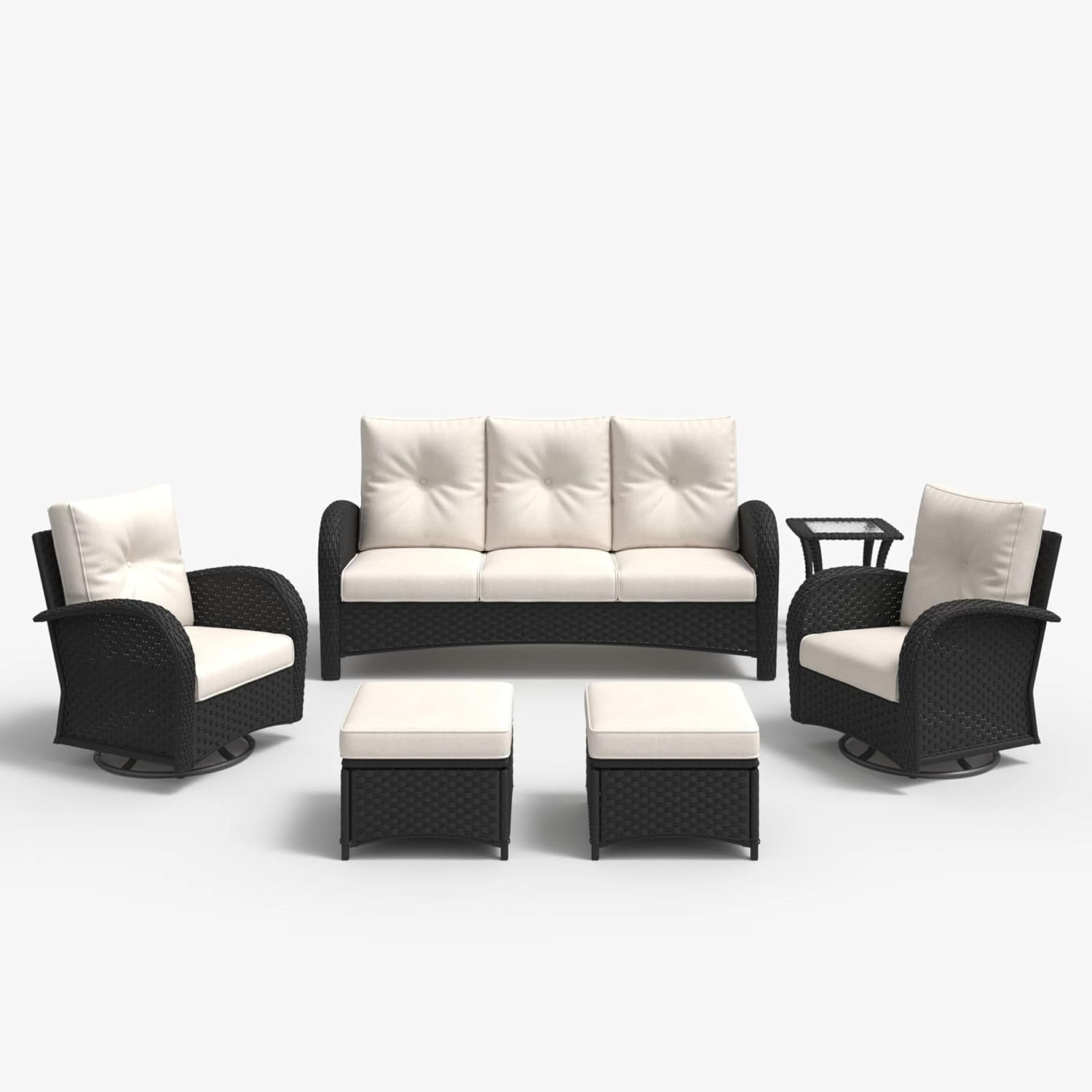 6 Piece Outdoor Patio Furniture Set Sectional Swivel Rocker Chairs-1
