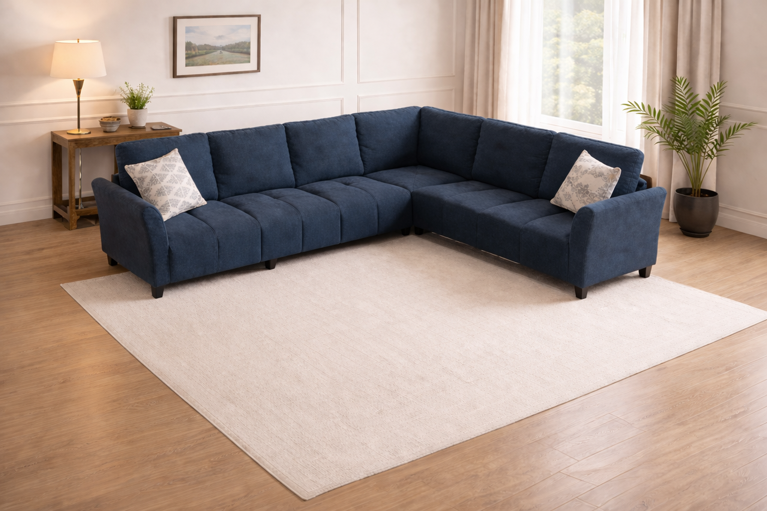 103 Inch Blue L-Shaped Sectional Sofa with Lift Top Storage Coffee Table Set-3