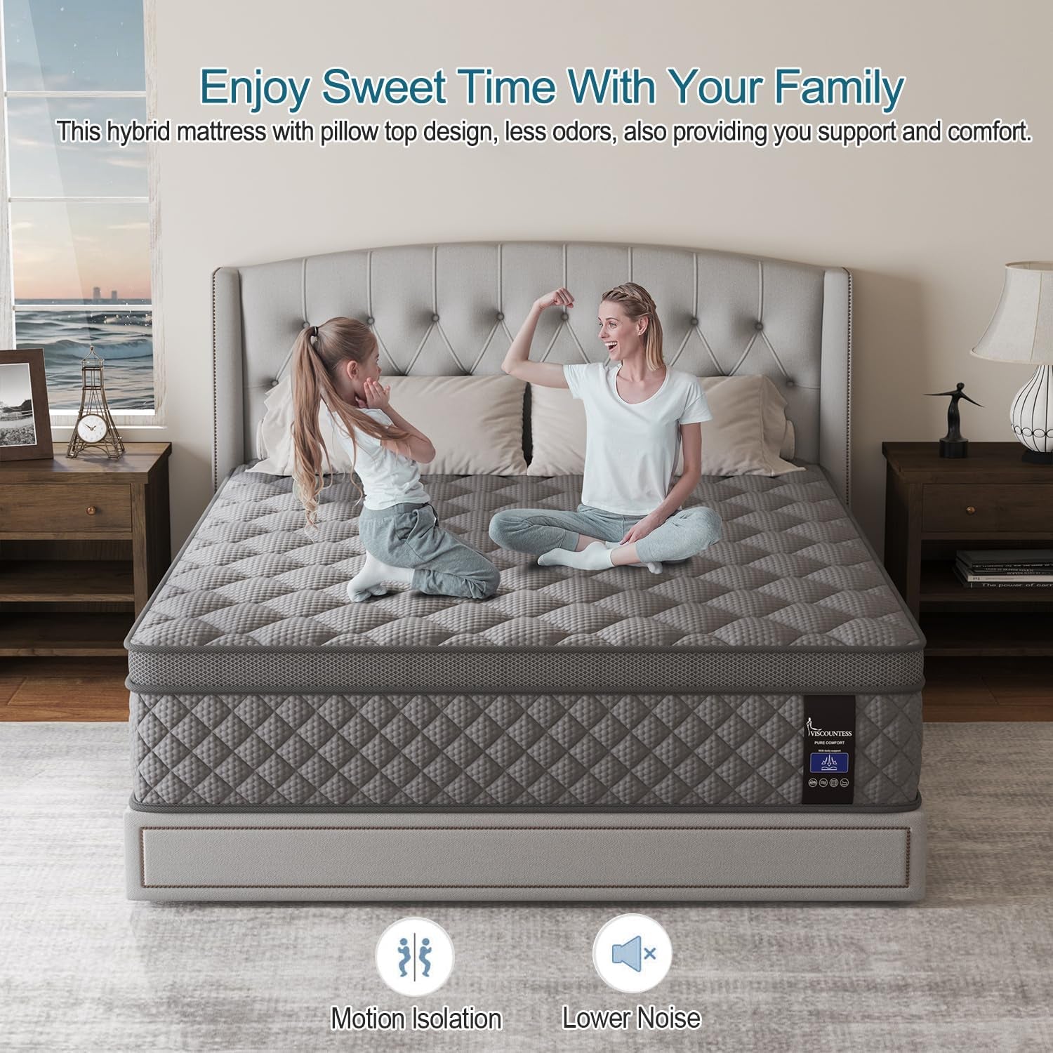 Full Gray 14Inch Premium Medium Firm Hybrid Mattress-4